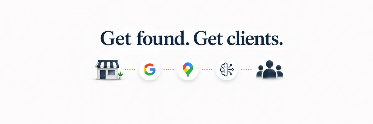 Banner de Santi Esteban sobre visibilidad digital para negocios locales, con mensaje enfocado en conseguir más clientes a través de TeVienes, Google, IA y Google Maps.